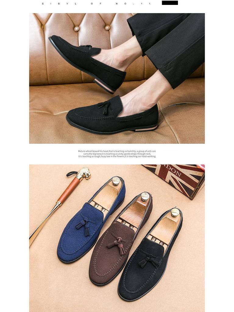 Plus Size Men's Round Toe Leather Slip-On Loafers - Solid Color Retro Moccasins