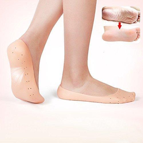 we3 Anti-Crack Full Length Silicone Gel Foot Protector Moisturizing Socks For Foot Care And Heel Cracks(skin) (Skin)