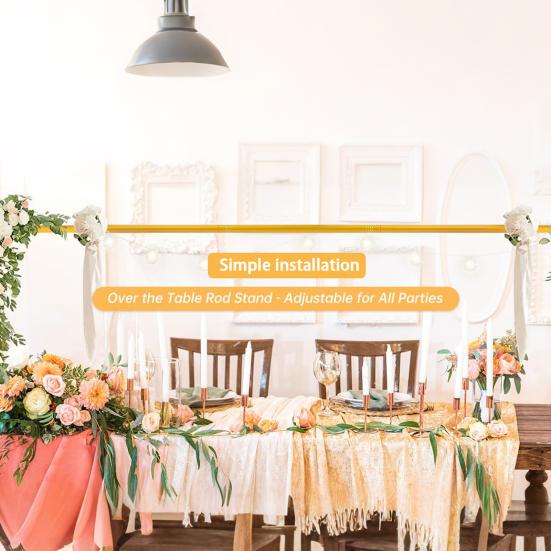 Over The Table Rod Stand with Clamps Adjustable 59"-86" Length 28"-41" Height Table Arch Stand Metal Balloon Garland Arch