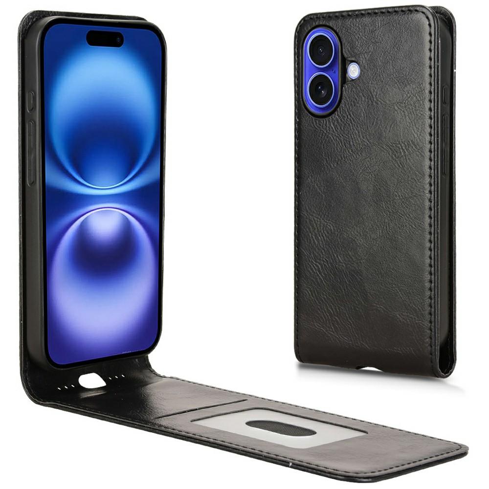 

Чехол для iPhone 16 Plus с отделением для карт, магнитный откидной кожаный чехол для телефона Black