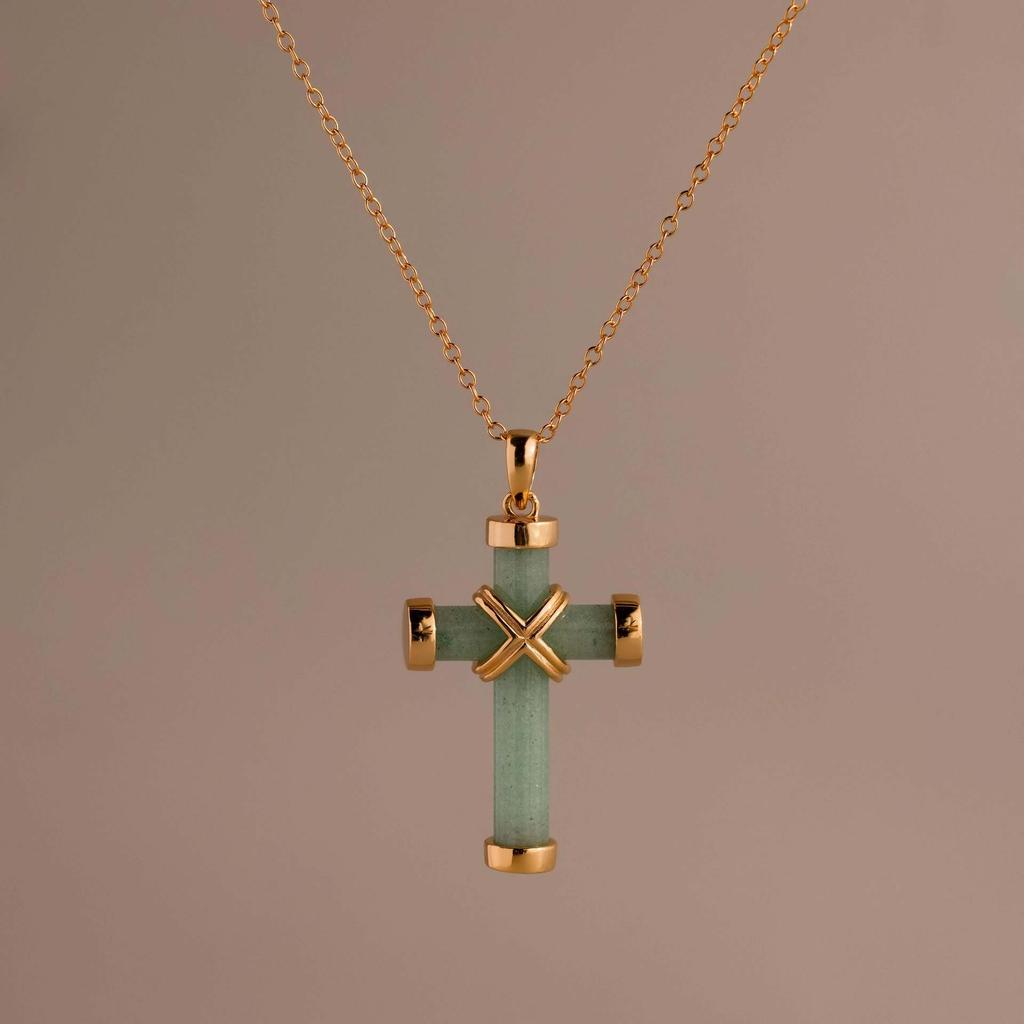 Personalized Valentine'S Day Limited Cross, Water Drop Pendant, Paperclip Necklace, Electroplated Gold Color Retention