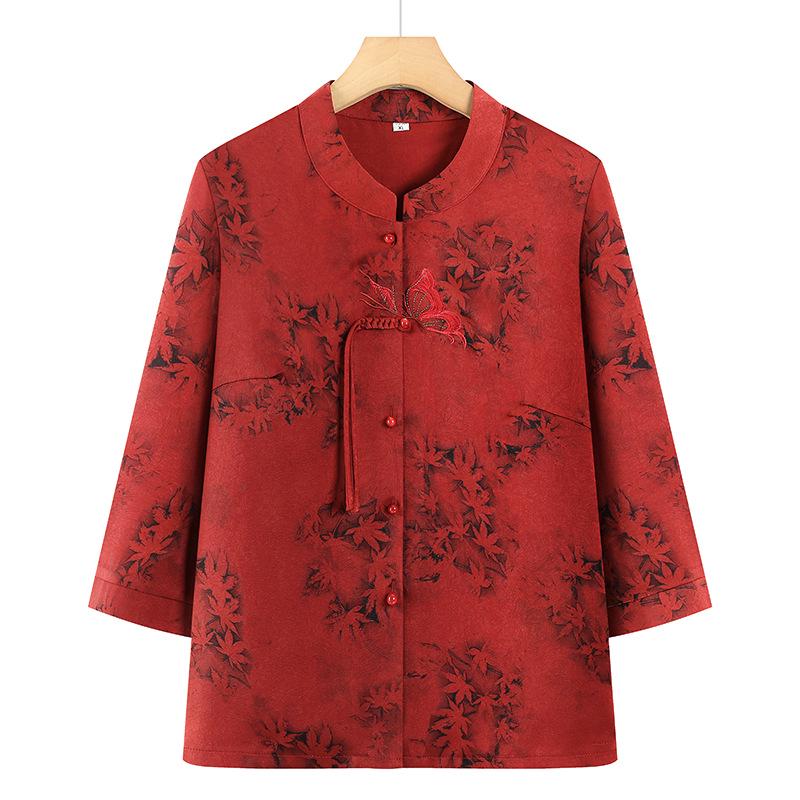 

Stylish Chinese Seven-Sleeve Shirt for Middle-Aged and Elderly Women – Mom s Spring Jacket, Grandma s Fashionable Thin Top Extra Extra Extra Large оранжевый
