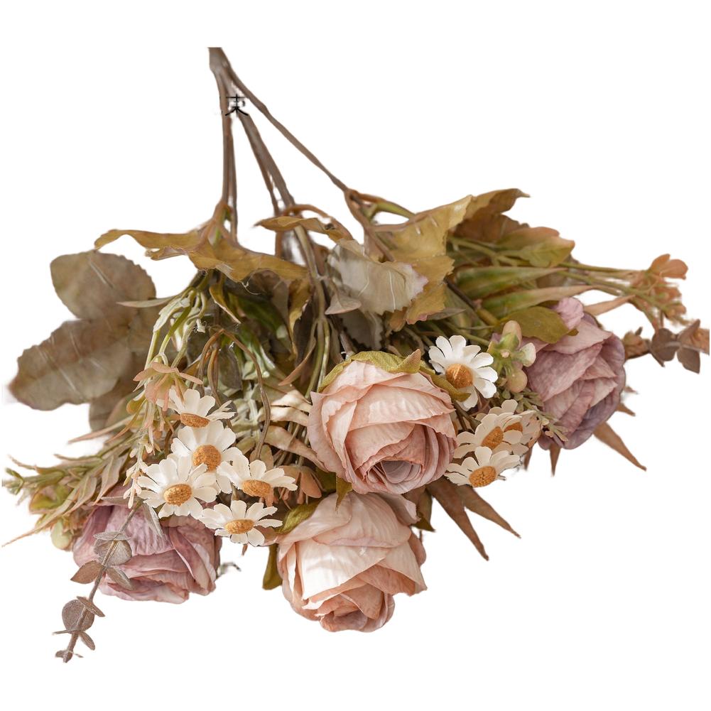 Lifelike Texture Faux Rose Bouquet Artificial Roses Cloth Petals