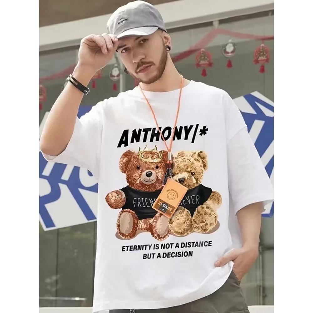 Summer New Casual Loose T-shirt Short Sleeved Men's Fashion Loose Printing Large 8XL Hip Hop Couple Wear Half Sleeve Cotton Top