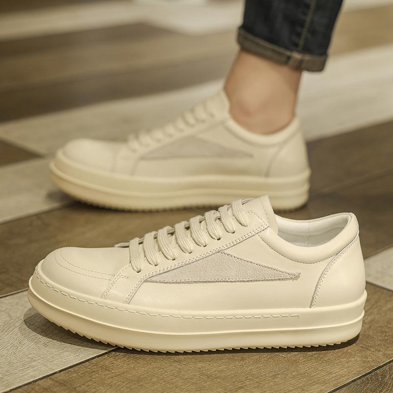 Pantofi casual din piele de nișă cu talpă groasă, cu toc plat, clasici, cu vârf jos, înlocuitori, ușori și confortabili, din piele de vacă cu două straturi, versatili, pantofi de skateboard