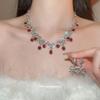 Diamond water drop stud earrings necklace court style elegant temperament versatile jewelry set jewelry wholesale