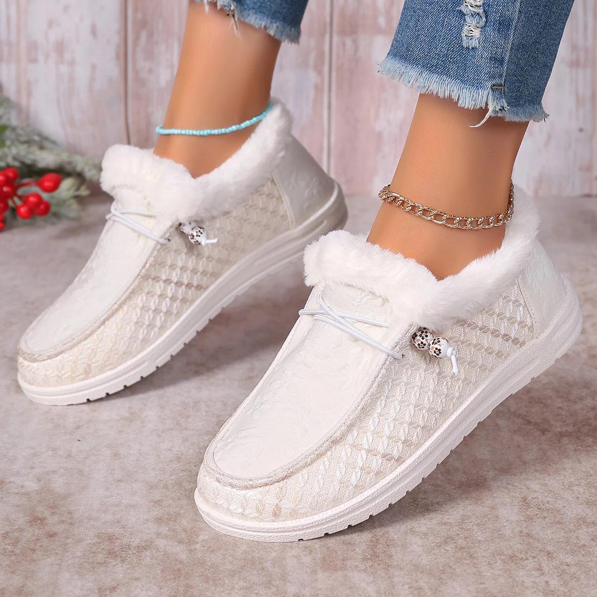 

Зимние новые модные женские теплые плюшевые ботильоны на шнуровке, мягкие зимние ботинки для женщин, удобные хлопковые ботинки Zapatos De Mujer 43 белый