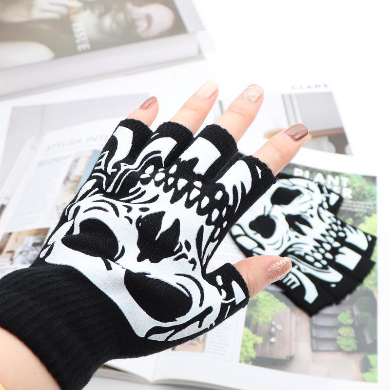Herren Lustige Totenkopf-Klaue Fingerhandschuhe - Kreative Mode für Herbst und Winter