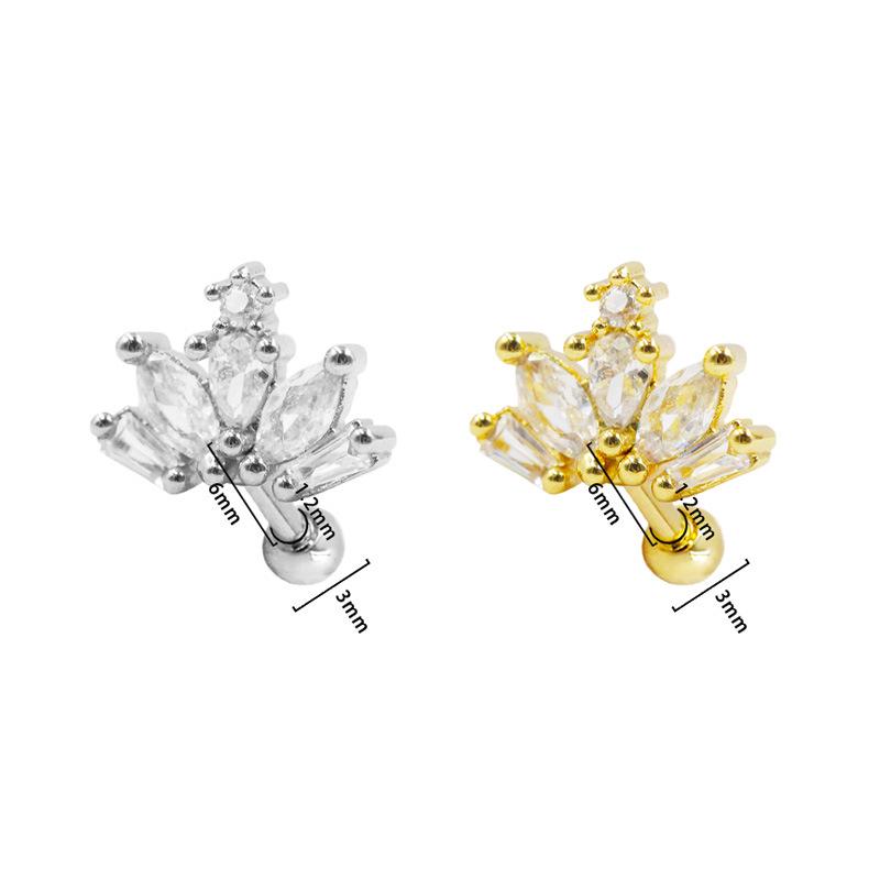 Gaibei 3D Fan-Shaped Lotus Ear Cartilage Stud Piercing Jewelry