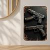 Vintage Metal Tin Sign 2D Tactical Pistol Wall Art for Man Cave Bar Garage
