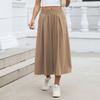 Women's Fashion Color Loose Wide Leg Pants Elastic Waist Pockets High-Waisted Skirt Pants