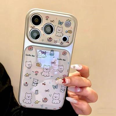 Cute West Highland White Terrier Phone Case for iPhone 16 Pro Max - Electroplated Double Layer with Window Design