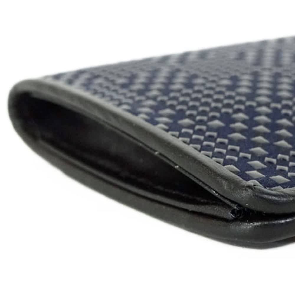 Indenya Eyeglass Case 4203 Navy Deerskin Ichimatsu Pattern Black Lacquer 16x7.3cm