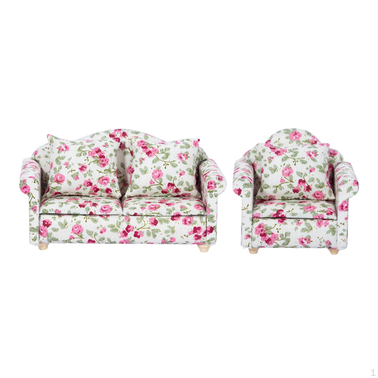 

2pcs Simulation 1:12 Scale Doll House Sofa Living Scene Supplies Decoration