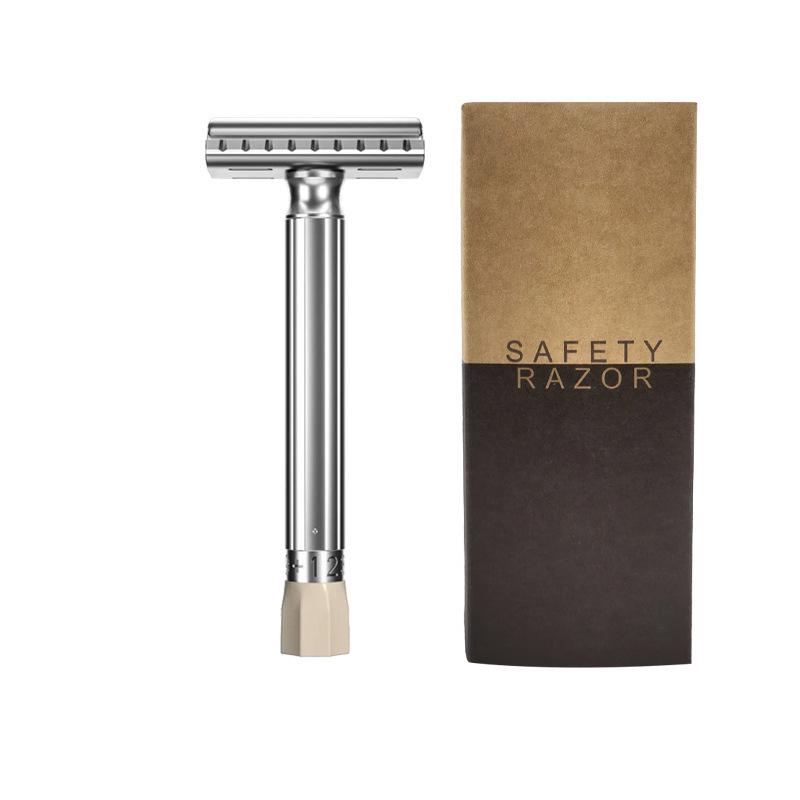 Adjustable T-Type Manual Razor for Men - Double-Edge, Old-Fashioned, Two-Piece Design