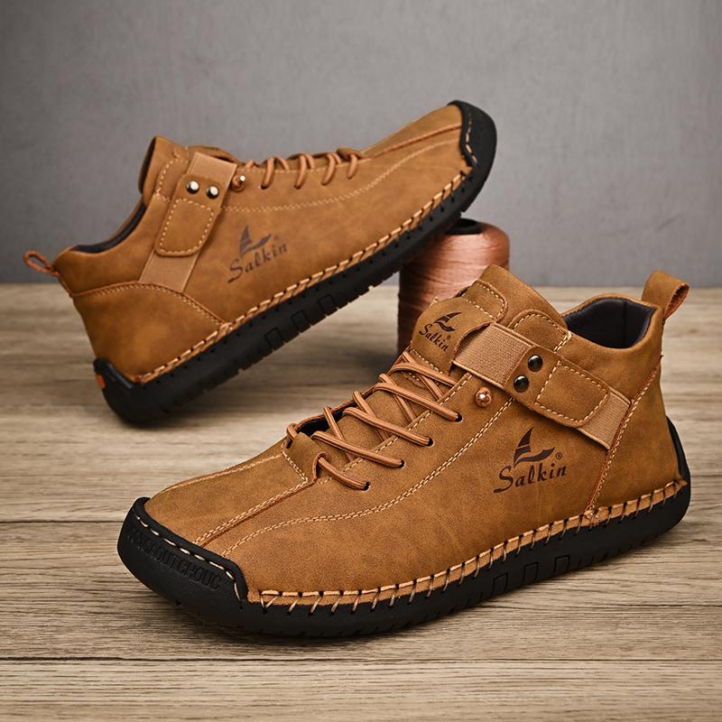 Fashion Mens British Style Leather Oxford Shoes Fashion Khaki Chelsea Boots Pointed -toe Men Ankle Boots High Top Shoe Man Hiking Shoes