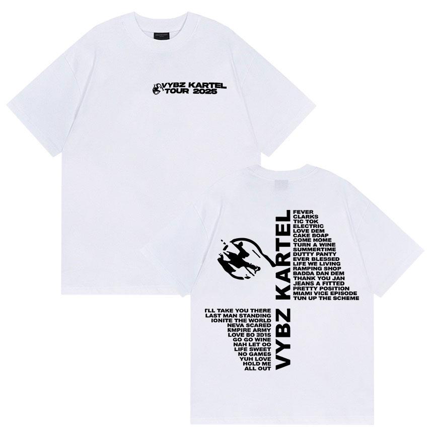 Rapper Vybz Kartel Tour 2025 New Album T Shirts Mens Women Fashion Harajuku T-shirt Casual Hot Sale Short Sleeve Tees Streetwear
