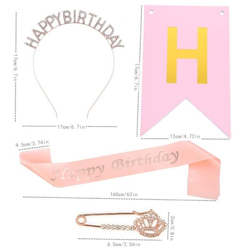 4 Pieces Birthday Party Decorations Champagne Birthday Set Bright  Sash Glitter Golden Letters Instagram Photo Props