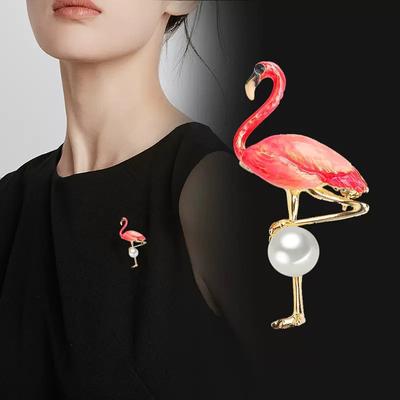 Gioielli di Moda Spilla Fenicottero Gocciolante Corsage di Perle d'Acqua Dolce Naturali di Alta Gamma Spilla per Abbigliamento da Donna