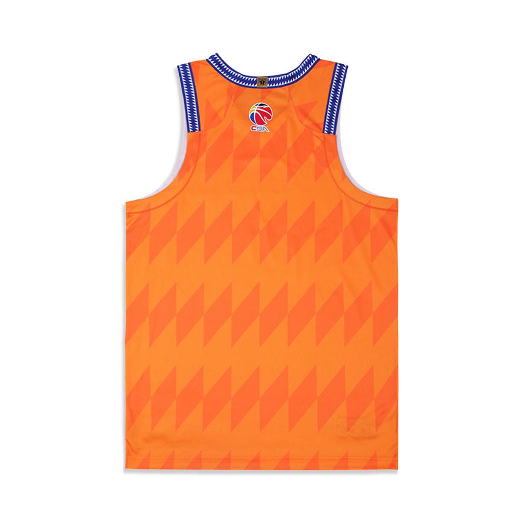 Li Ning CBA Series 24-25 Season Shanghai Jiushi Fan Edition Pullover Letter Print V-Neck Basketball Jersey Men jersey Sunshine-Orange AAYU519-1