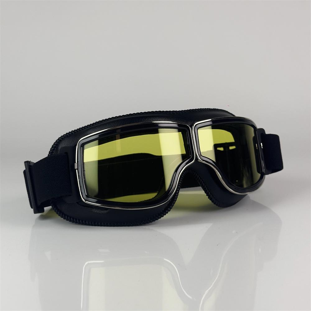 Motorcycle goggles for riding electric bikes, off-road motorcycle goggles, wind and sand protection, vintage Harley goggles Black/Yellow