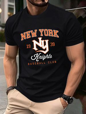 New York Baseball Club Printed TShirt Men Soft AllMatch T Shirts Cotton Casual Clothing Crewneck Oversize Man Short Sleeve