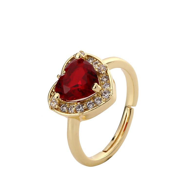 Exquisite Light Luxury Heart Ring Inlaid Color Zircon Popular Ins Style Fashion Finger Ring Jewelry Gift For Girls