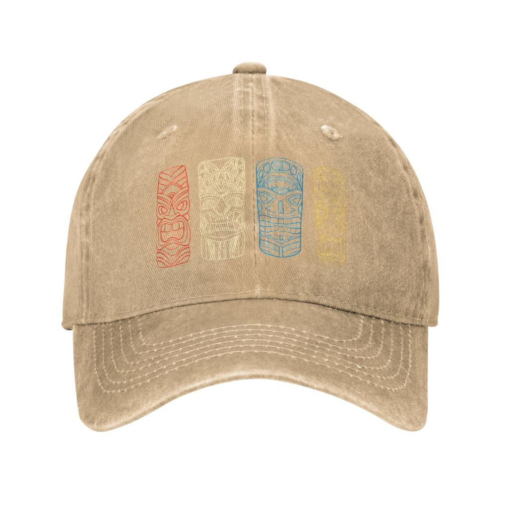 Tiki Hawaiianisch Polynesische Maske Vier Totems Gewaschene Baseballkappe Street Style Sonne Weiblich Männlich Jagd Camping Baseballkappen