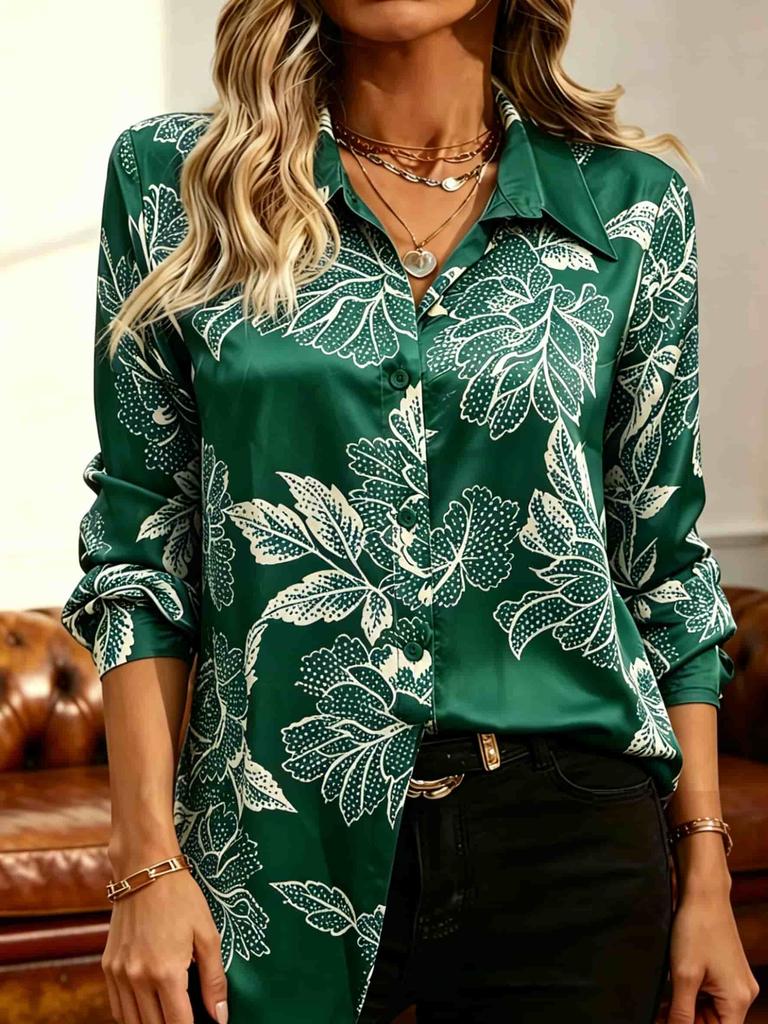 Fashionable women's printed shirt, with an elegant style and long-sleeved design. Suitable for daily wear as well as for dates.