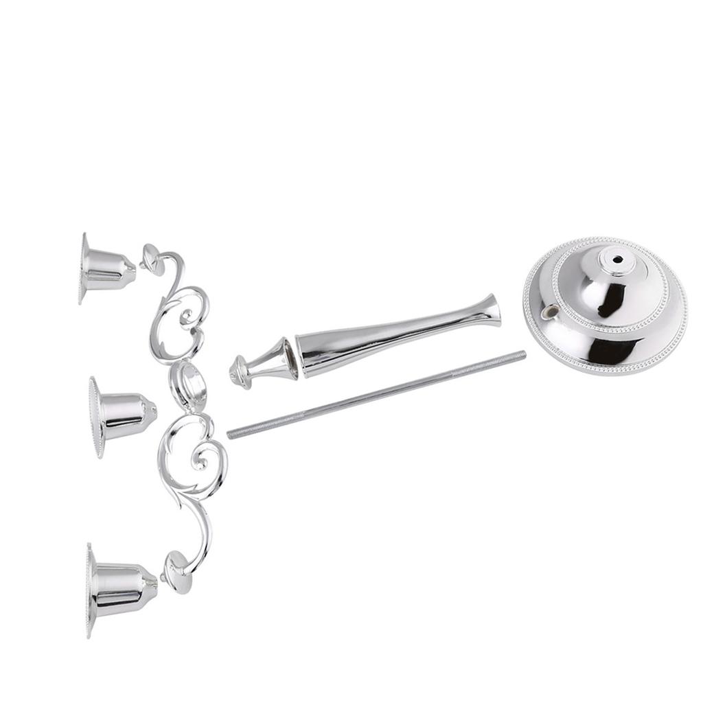 3 Arms Metal Candle Holder European Style Candelabra Wedding Candlestick Home Decor (Silver)