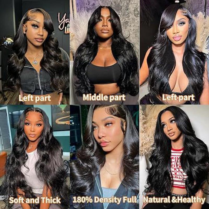 13x4 Lace Front Wig Long Curly Hair Black Body Wave High Temperature Fiber Full Head Women