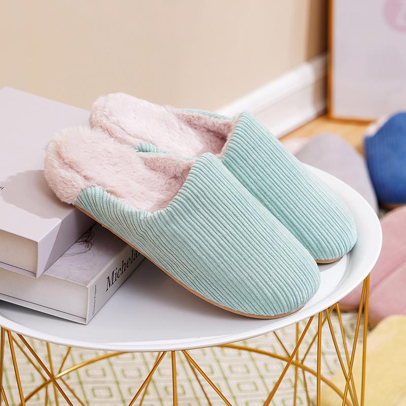 Cotton slippers women's autumn and winter 2024 new home indoor couple thick-bottomed warm non-slip bag and plush slippers men's