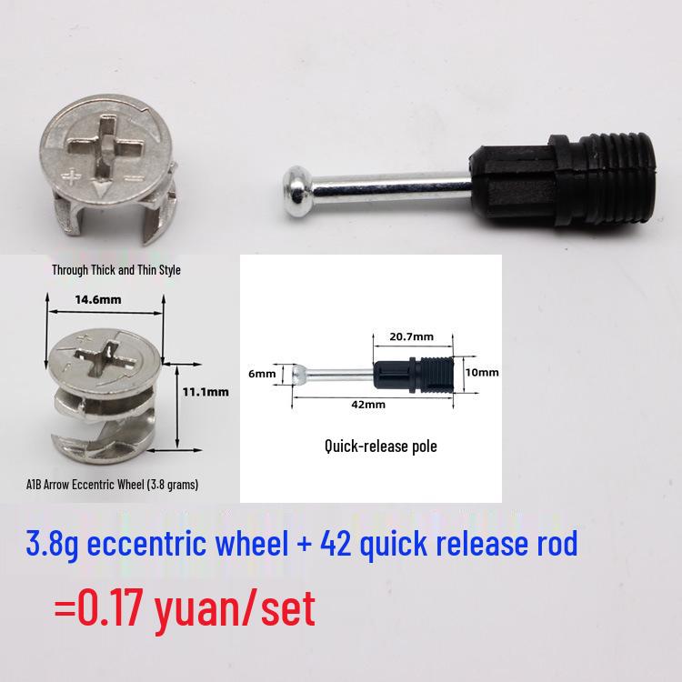 Třídílný excentrický nábytkový spojovací prvek, Železný upevňovací prvek pro snadnou montáž/demontáž skříněk