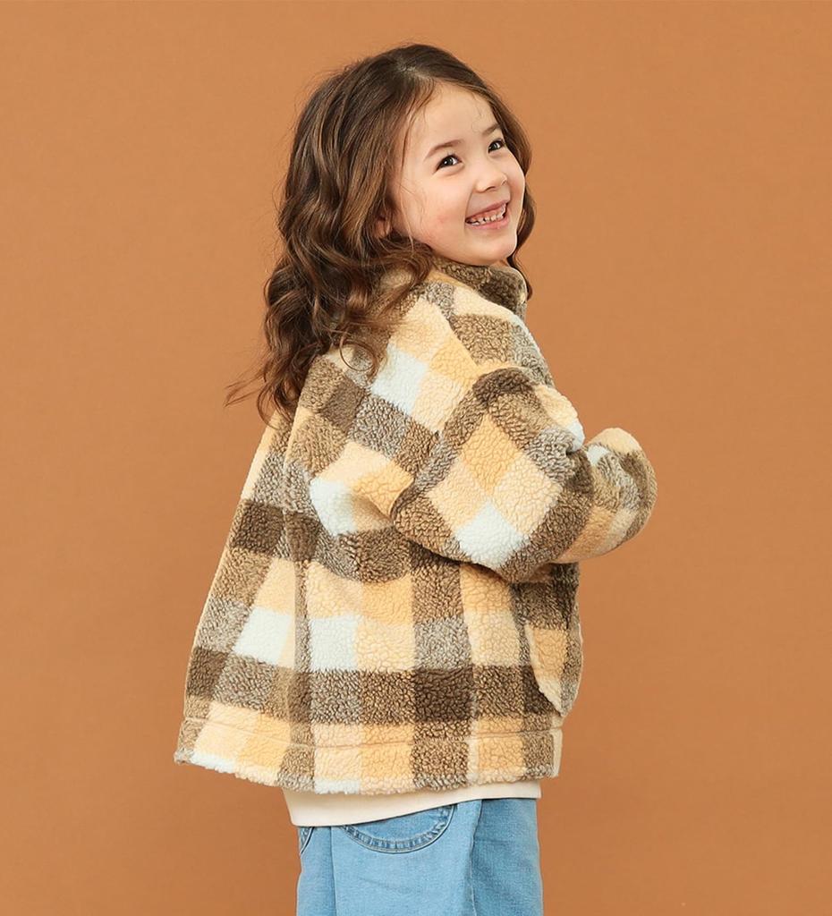 Lee Soft Touch Boa Beige Sizes Jacket, Kids' Check, 110cm-150cm