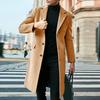 Coupe-vent pour hommes, couleur unie, col rabattu, simple boutonnage, épais, droit, longueur aux genoux, manteau Long de Style britannique, automne et hiver