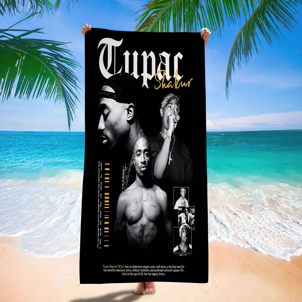 Asciugamano da Spiaggia Tupac Shakur Asciugamani da Bagno Colorati per Ragazza Microfibra Asciugatura Rapida Senza Sabbia Personalizzabile Spiaggia Yoga Spa Palestra Piscina