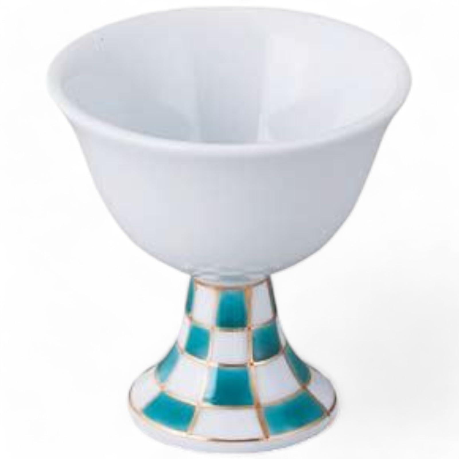 

Takumifu Arita Ware Ochoko (Choko) with a White Green Checkered Base, Perfect for Aperitifs, Made in Japan