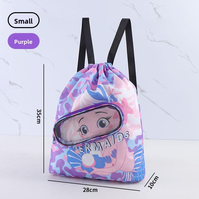 Children's Waterproof Storage Bag with Wet and Dry Separation, Portable Cartoon Backpack for Boys and Girls, Travel Storage Bag