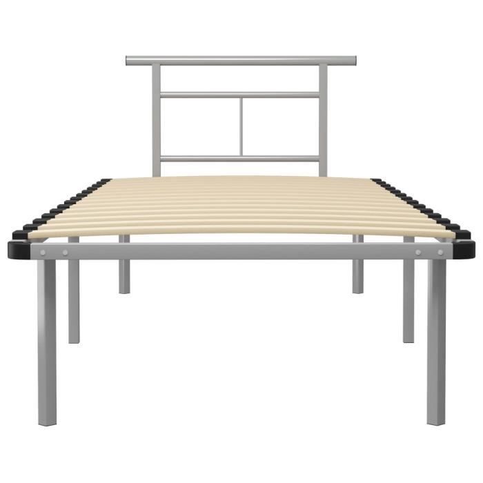 VidaXL Cadre de lit Gris Métal 90x200 cm