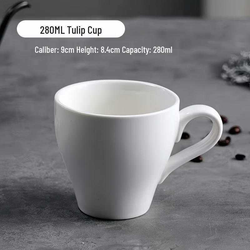 Pure White Ceramic Cappuccino Coffee Cup Set
