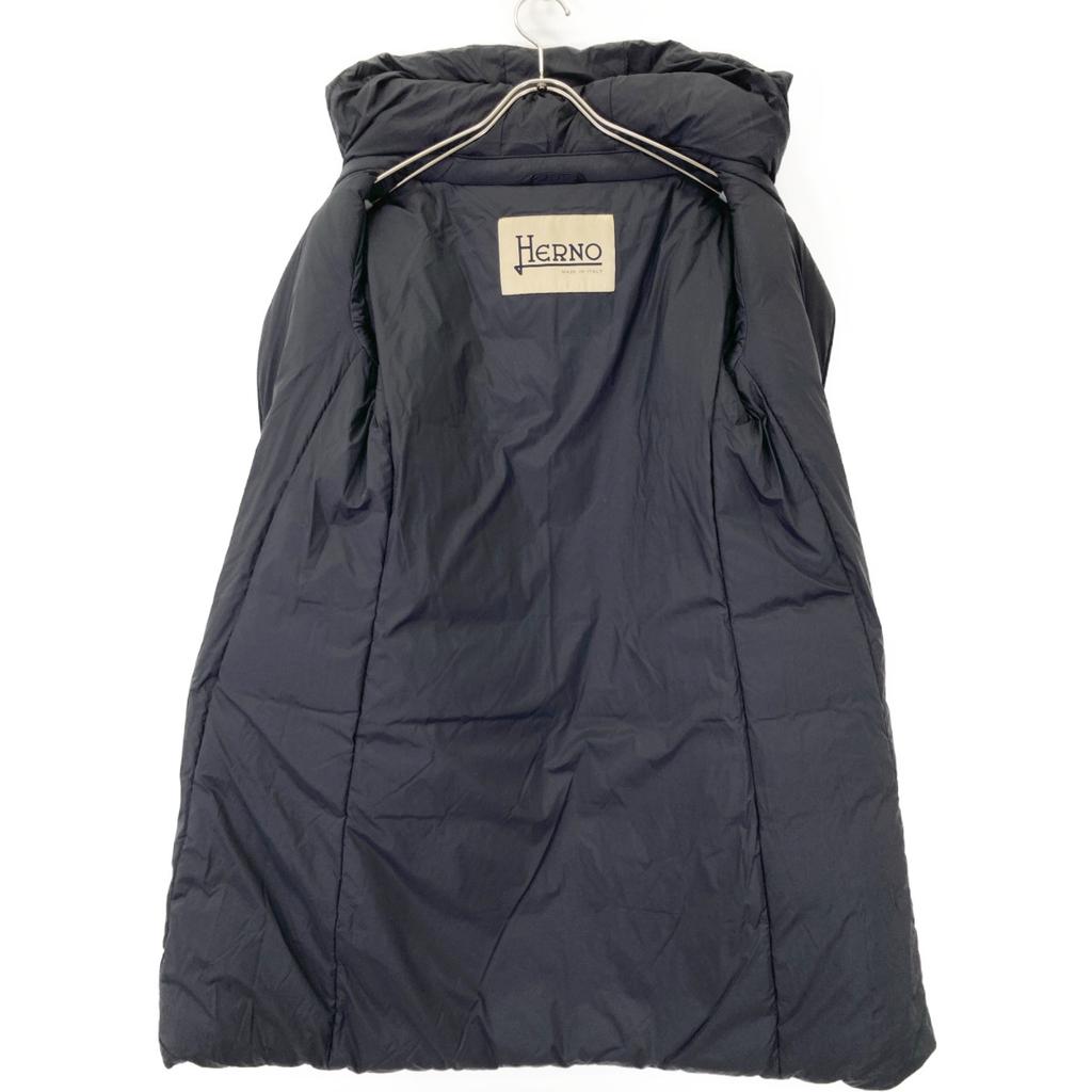 HERNO PI001564D-39601-9290 Navy wool-blend hooded down coat coat 40 NavyUsed