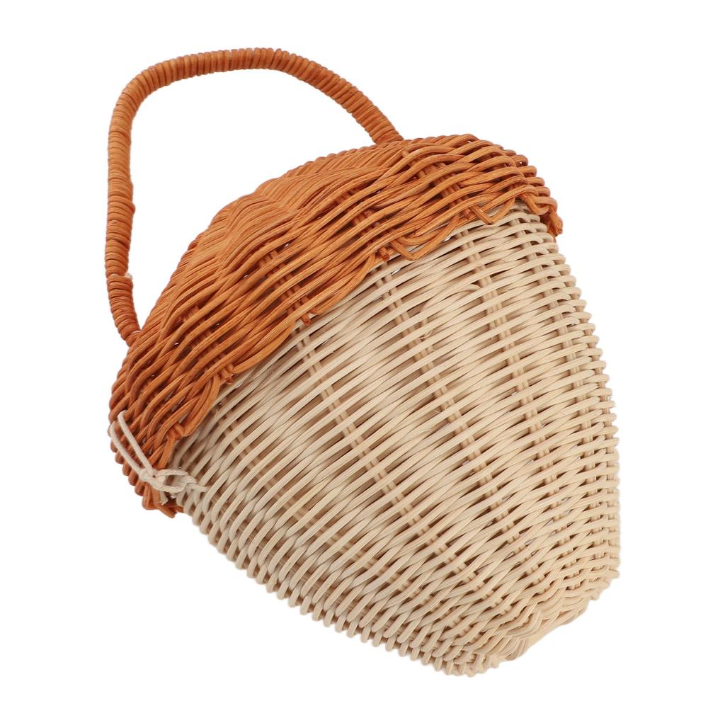 Rattan Storage Basket Mushroom Shape Decorative Woven Fruit Basket Wall Hanging Storage Basket with Lid Photo Prop Room