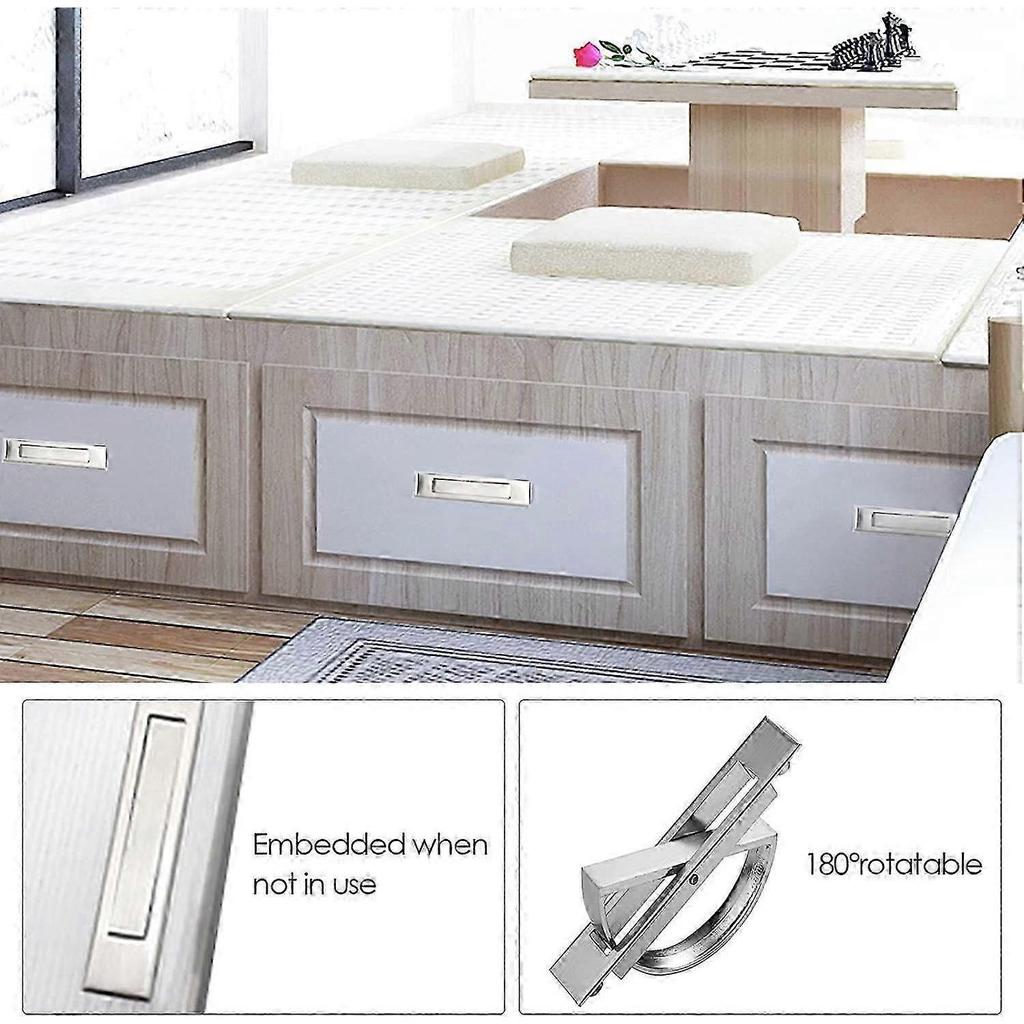 Tatami Recessed Door Handle Convenient Zinc Alloy Hidden Handles Concealed Recessed Floor Knob for Drawer Cabinet Floor Cabinet (Brushed)