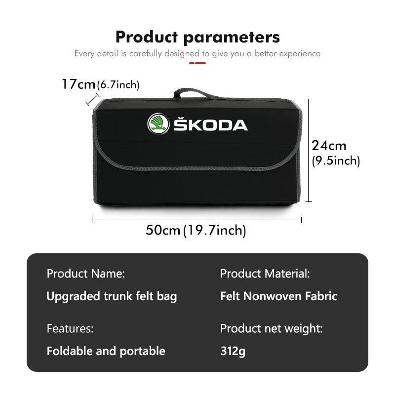 AAAAS1 Auto Kofferraum Aufbewahrungsbox Organizer Faltbare Verstauung Aufräumbehälter Tasche Für Skoda Fabia Kamiq Superb Scala Enyaq-iV MK3 VisionS