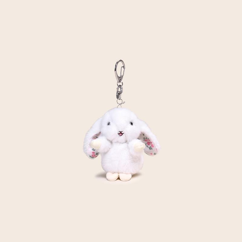 Flower Ear Print Rabbit Plush Keychain Animal Backpack Pendant Cartoon Gift Kids