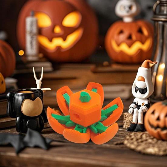 3D Printed Pumpkin Transforming Toy Flexible Pumpkin Figurine Stress Relief Toy for Halloween Thanksgiving Day Decoration