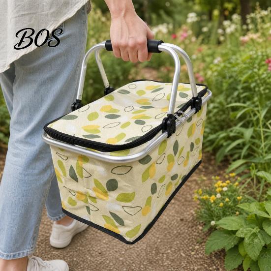 Camping Lunch Bag Insulated Picnic Bag, Foldable Thermal Basket for Outdoor, Heavy Folding Duty Aluminum Foil Cooler Food, Accessory Durable Storage