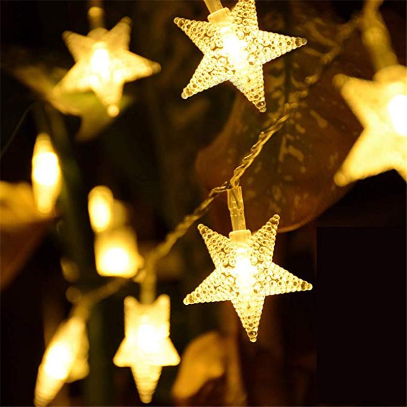 6M 40Led Lights Outdoor Star Light Strings Decoration String Christmas Tree Home Window Decor Holiday Lighting