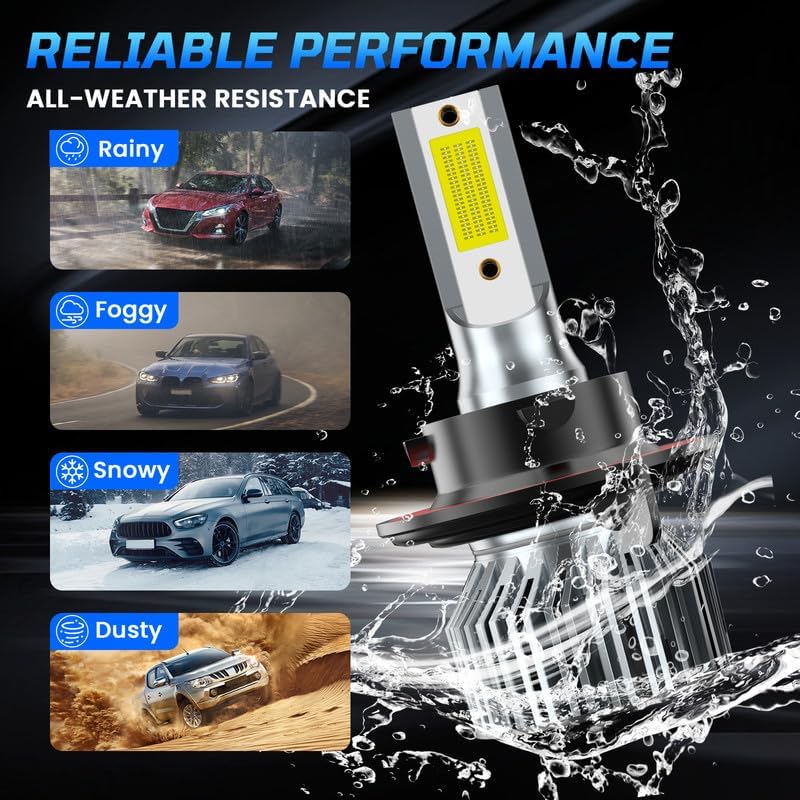 Fit For 2005- Ford F250 F350 F450 Super Duty Driving Light Bulbs Combo, 500% Enhanced Visibility With 12000RPM Turbo Fan, Direct Tallation, 6-Pack