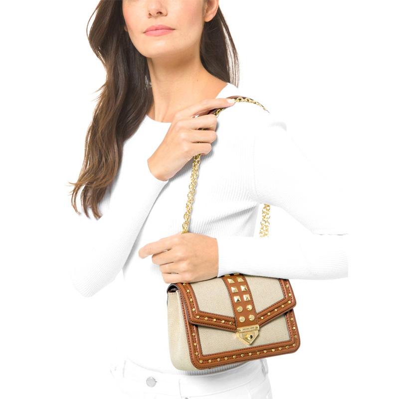 New MICHAEL KORS Soho Canvas With Leather Crossbody Bag, Shoulder Bag Women's 30T1G1SL5C-NATURAL